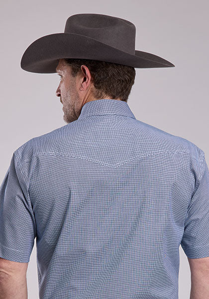 Roper Mens Amarillo Plaid Navy Shirt