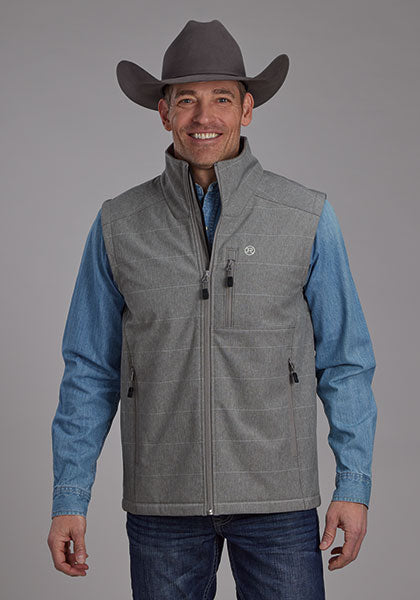 Roper Mens Taupe Stripe Taupe Fleece Vest