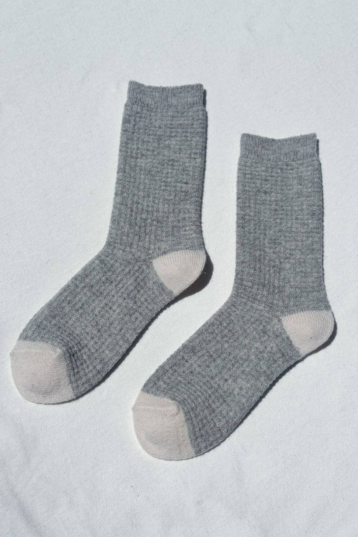 Le Bon Wool Waffled Socks patterned oatmeal and grey socks perfect cozy sock for around the fire cozy socks warm socks the best socks  available at boltranchstore.com
