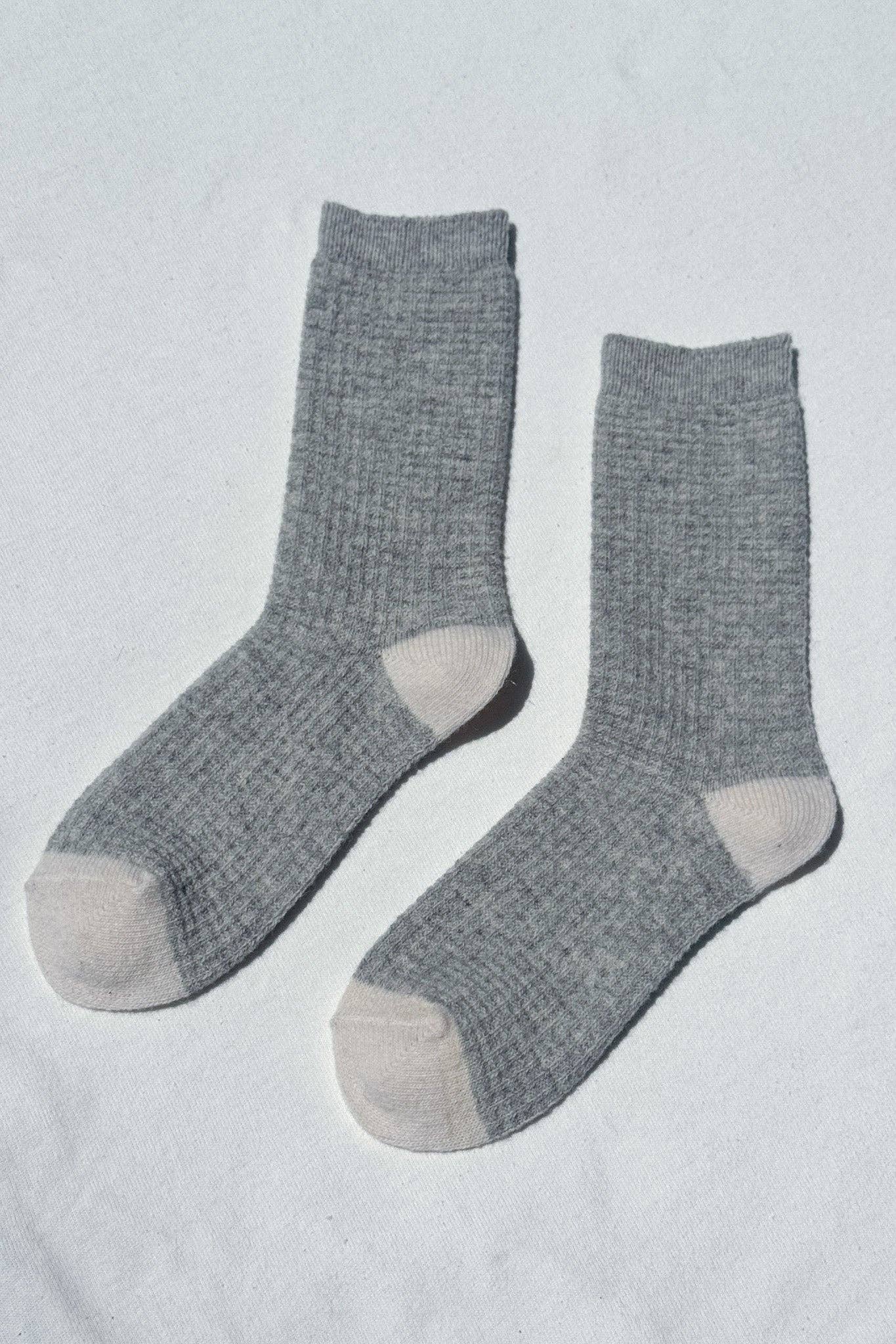 Le Bon Wool Waffled Socks patterned oatmeal and grey socks perfect cozy sock for around the fire cozy socks warm socks the best socks  available at boltranchstore.com