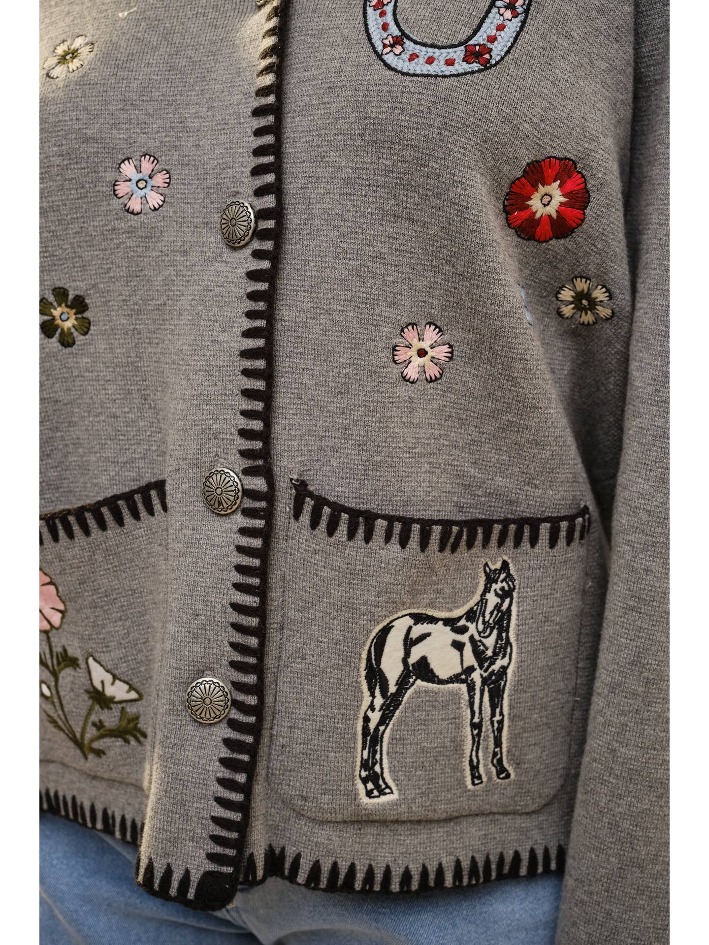 Whip Stitch Embroidered Cardigan