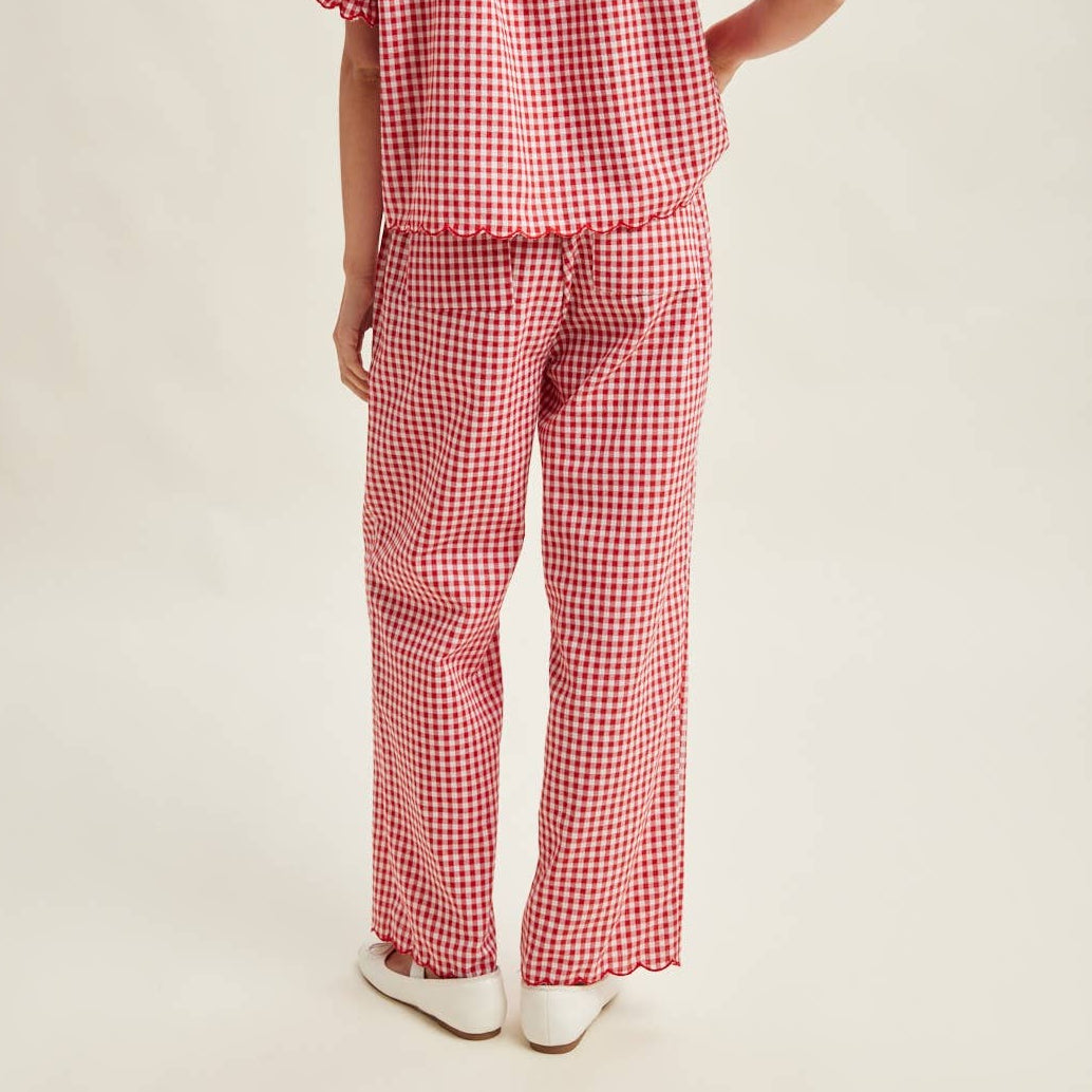Wendy Gingham Scallop Hem Shirt