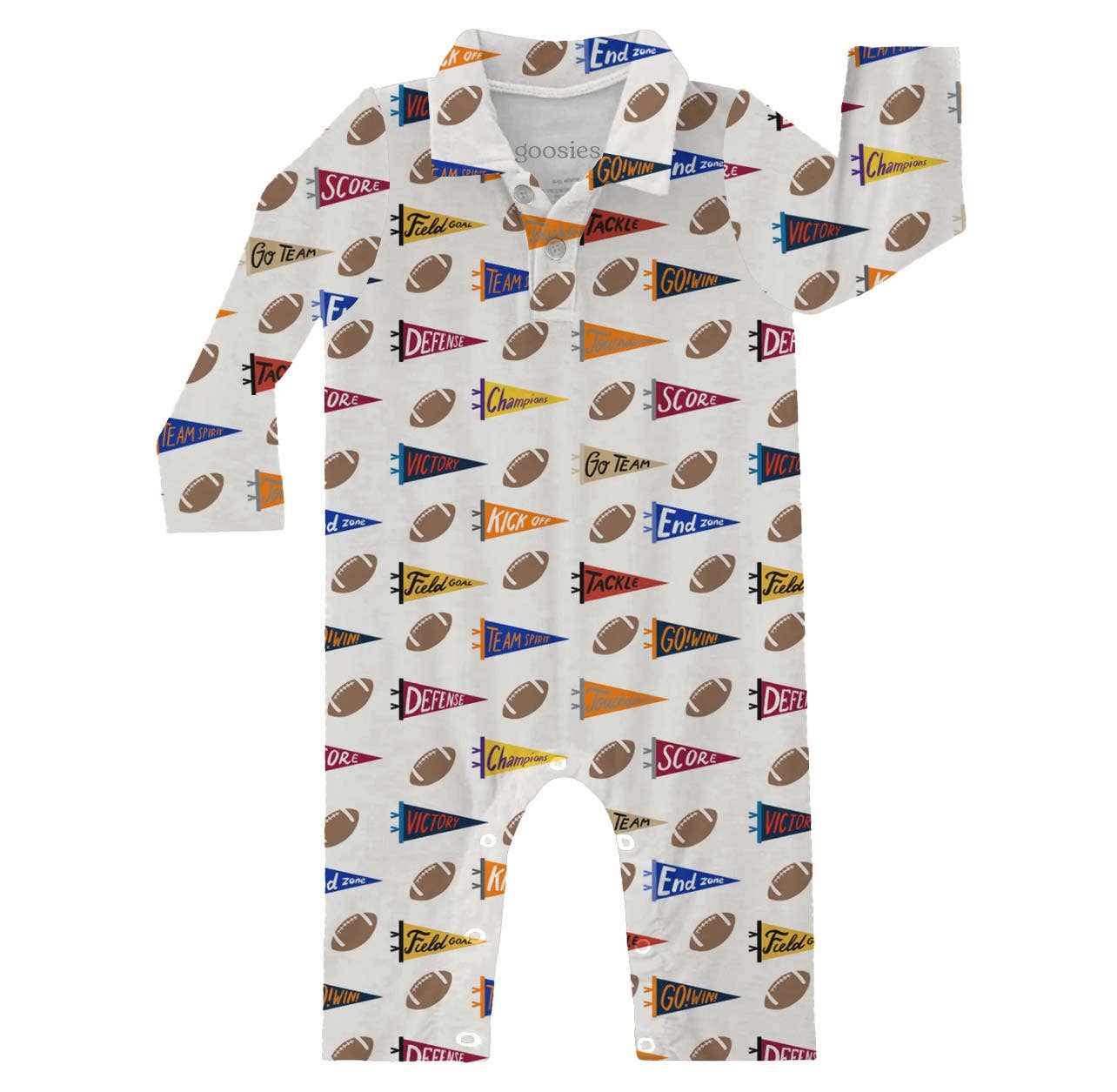 Varsity Football Flags LS Polo Romper