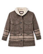 Filson Womens Kodiak Shawl Collar Coat Khaki Heather Stripe two front cargo pockets with snapped flaps that keep essentials secure western fashion