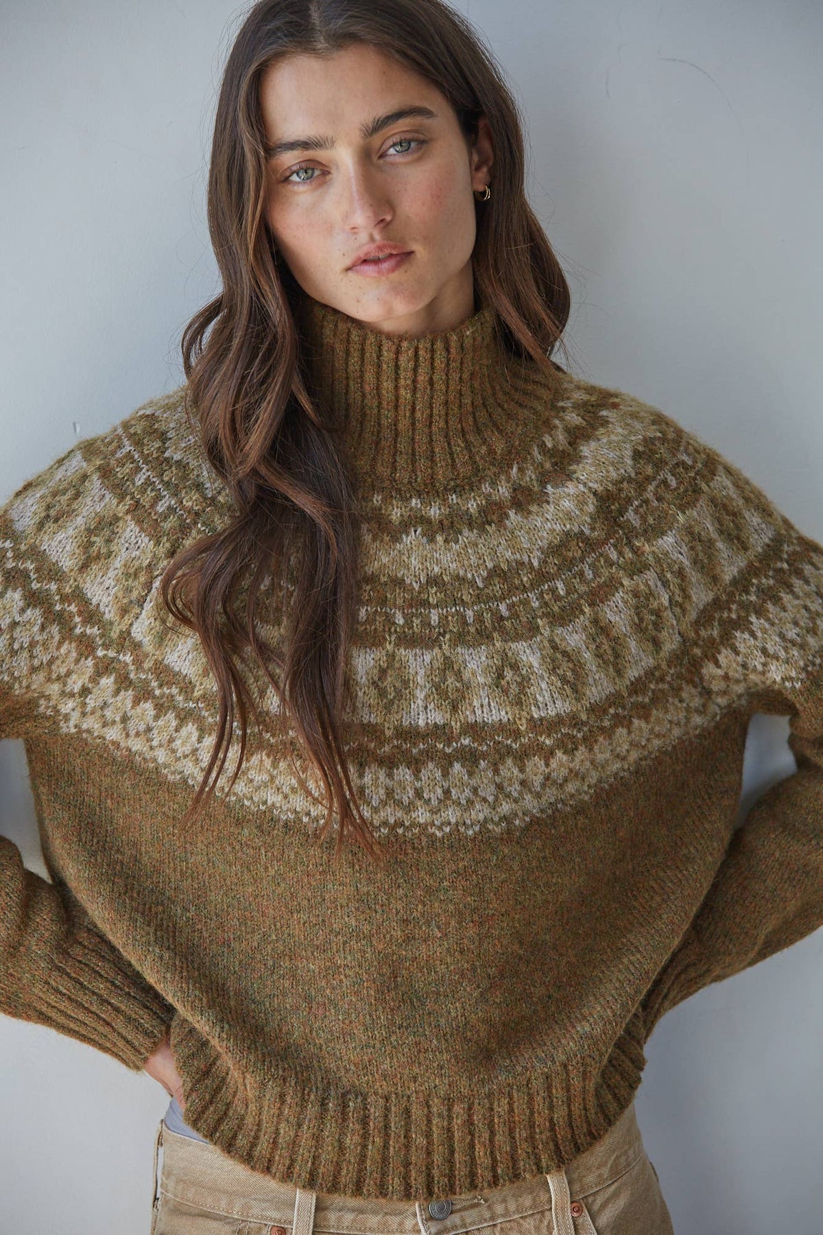 Cora Fair Isle Mock Neck Pullover