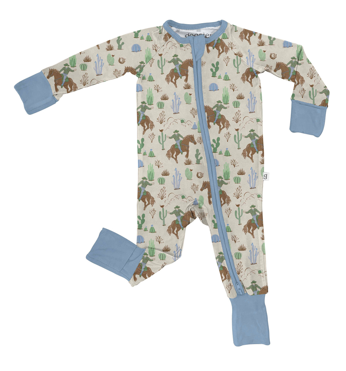 Saddle Up Cowboy Convertible Zip PJs little boys pajamas zipper one size Boltranchstore.com cowboy bucking horse 