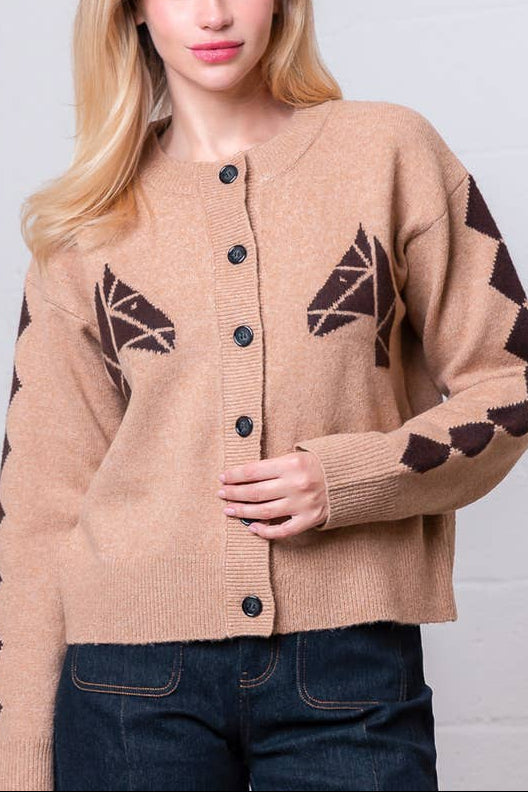 Jenna Horse Cardigan brown tan western sweater womens cardigan Boltranchstore.com Free Shipping