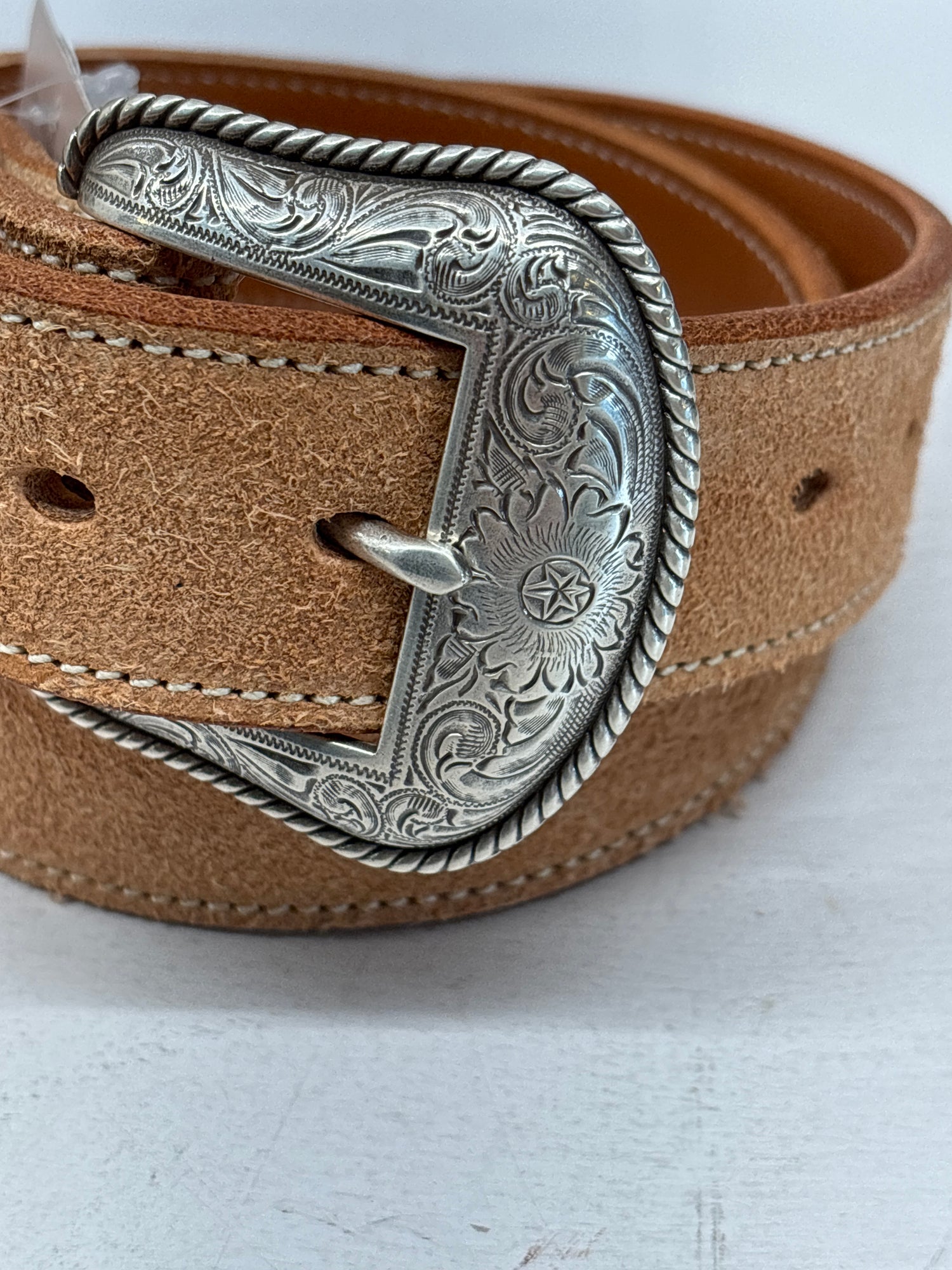 Tan Roughout Stitched Belt