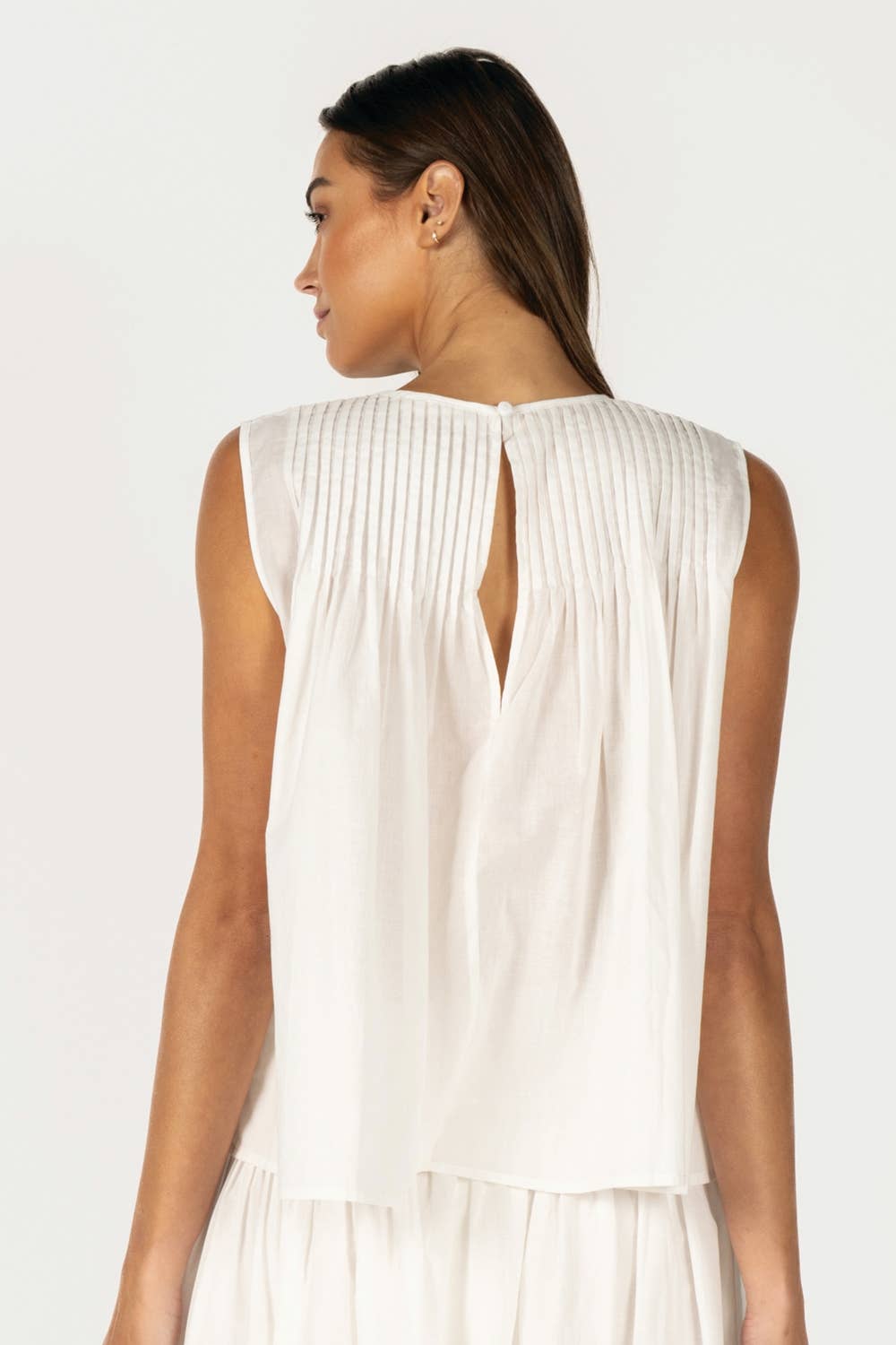 Eliza Pintuck Sleeveless Peplum Top