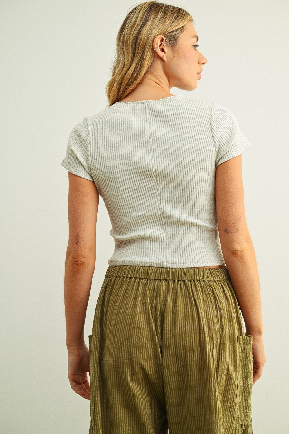 Ally Button Front Ribbed Top