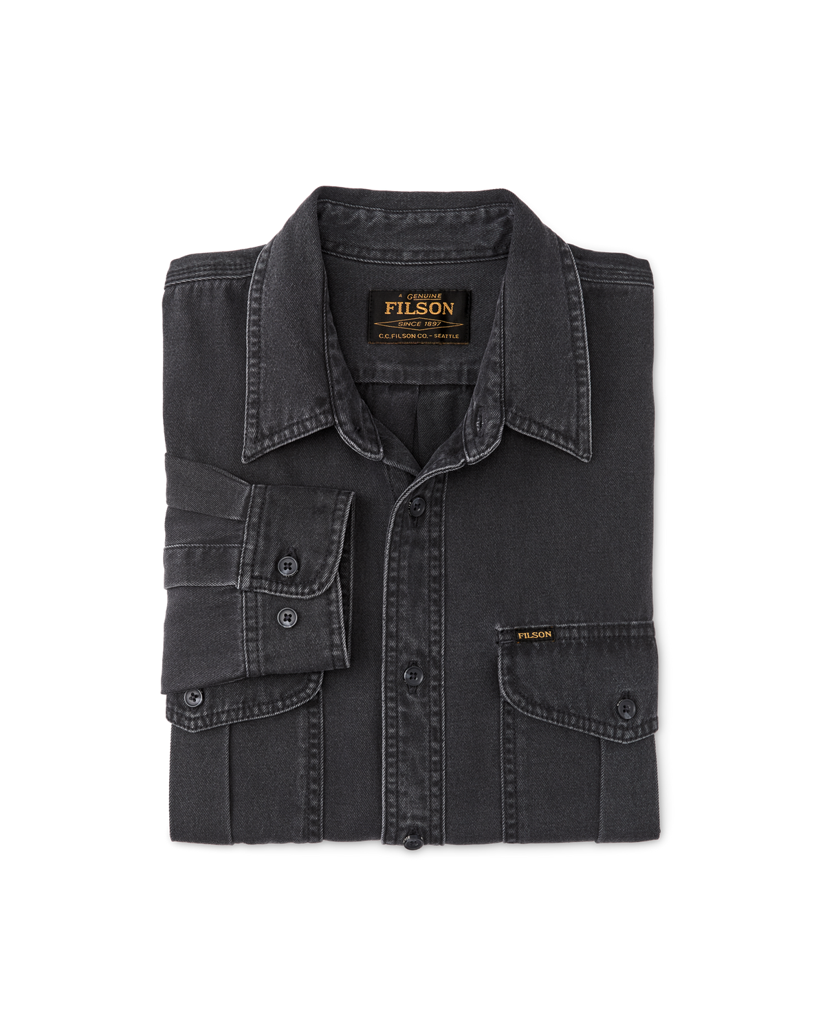 Filson Denim Guide Shirt Black work shirt patterned after the Alaskan Guide Shirt worn by ranchers Park City