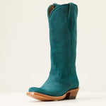 Ariat Womens Memphis Western Boot Deep Teal Roughout at boltranchstore.com Teal cowboy boot with brown sole free shipping in stock