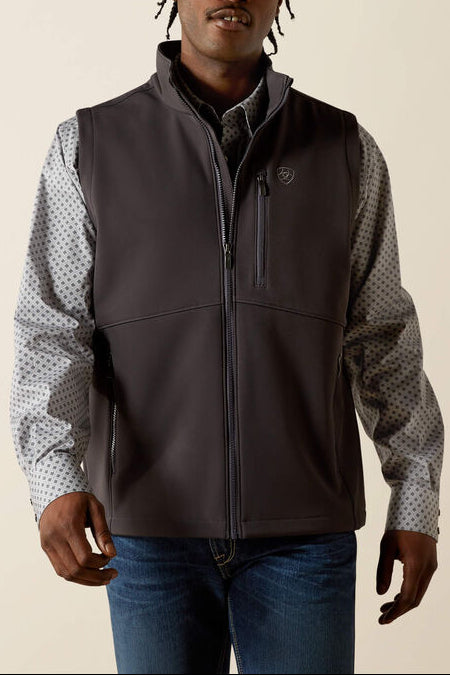 10062589 Ariat Logo Softshell Vest Phantom mens zip up outerwear Boltranchstore.com Free Shipping