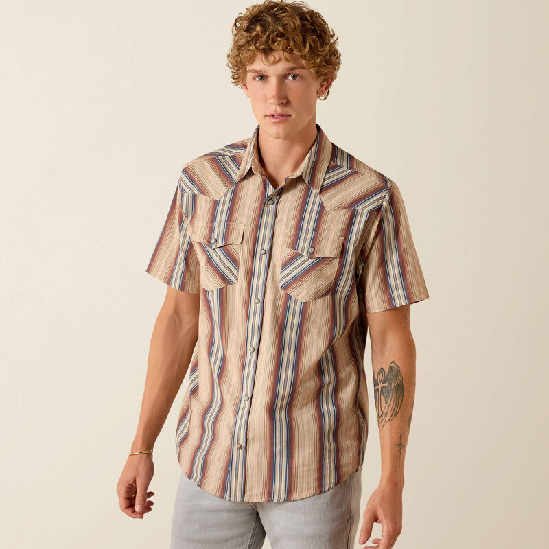 Ariat Mens Retro Haver Fitted Snap Shirt buy at boltranchstore.com western wear striped cowboy western shirt mens new 2026 free shipping