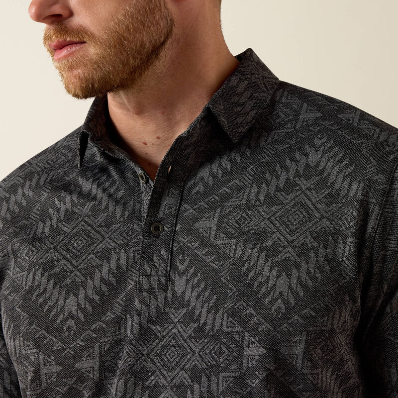 Ariat Mens Jacquard Printed Fitted Polo