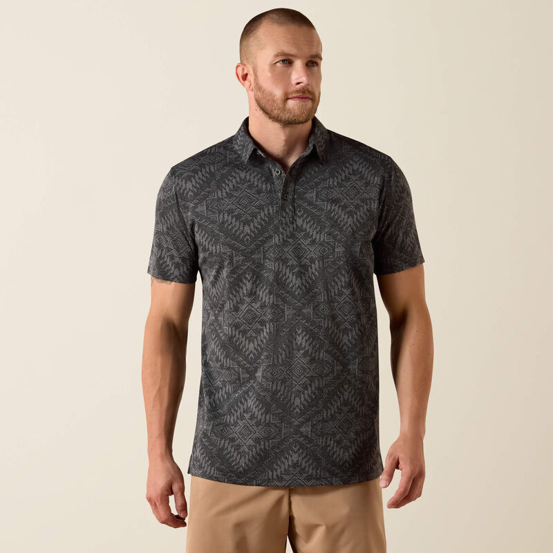 Ariat Mens Jacquard Printed Fitted Polo shop at boltranchstore.com western wear free shipping mens gold western shirt short sleeve polo shirt mens summer rodeo shirt