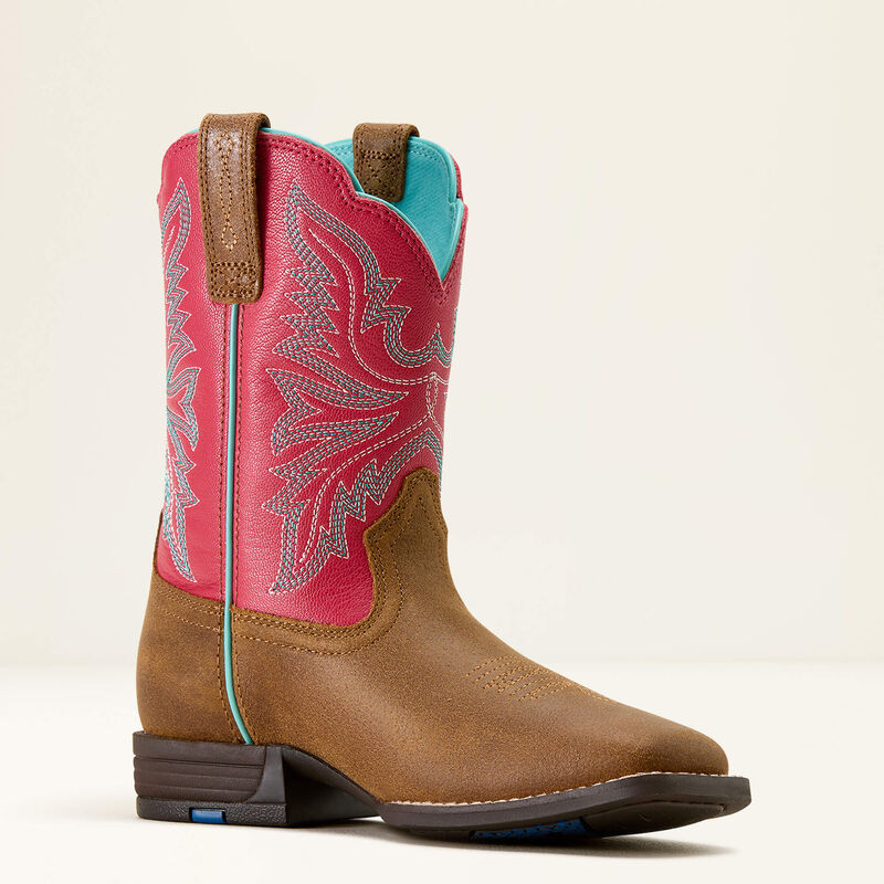 Brown and pink cowboy boot with turquoise interior Free shipping at boltranchstore.com