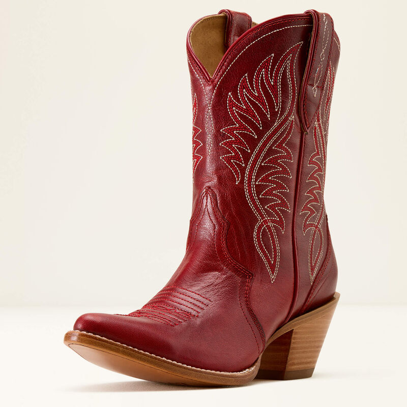 Ariat Womens Juliette J Toe Red Alert Boot buy at boltranchstore.com free shipping wear with dress skirt dress up or down western womens boot red rodeo outfit 10074387 in stock 