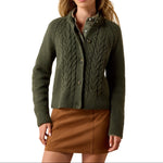 Ariat Brackenwood Sweater thyme cable knit cardigan in a soft wool blend womens western boutique Utah 10078996 Boltranchstore.com
