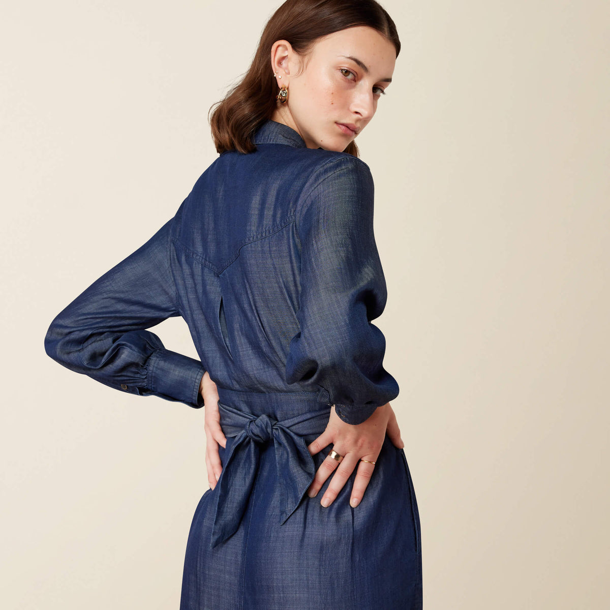 Ariat Culham Dress drapey rayon twill in a soft blue tone for ranch wear