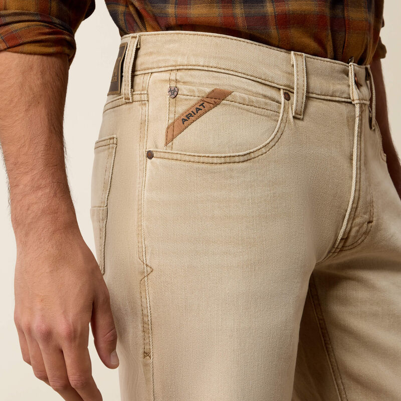 Ariat Mens M4 Relaxed Grizzly Boot Cut Jeans Loop Lock back belt loop and heavy duty zipper hardware ranch wear