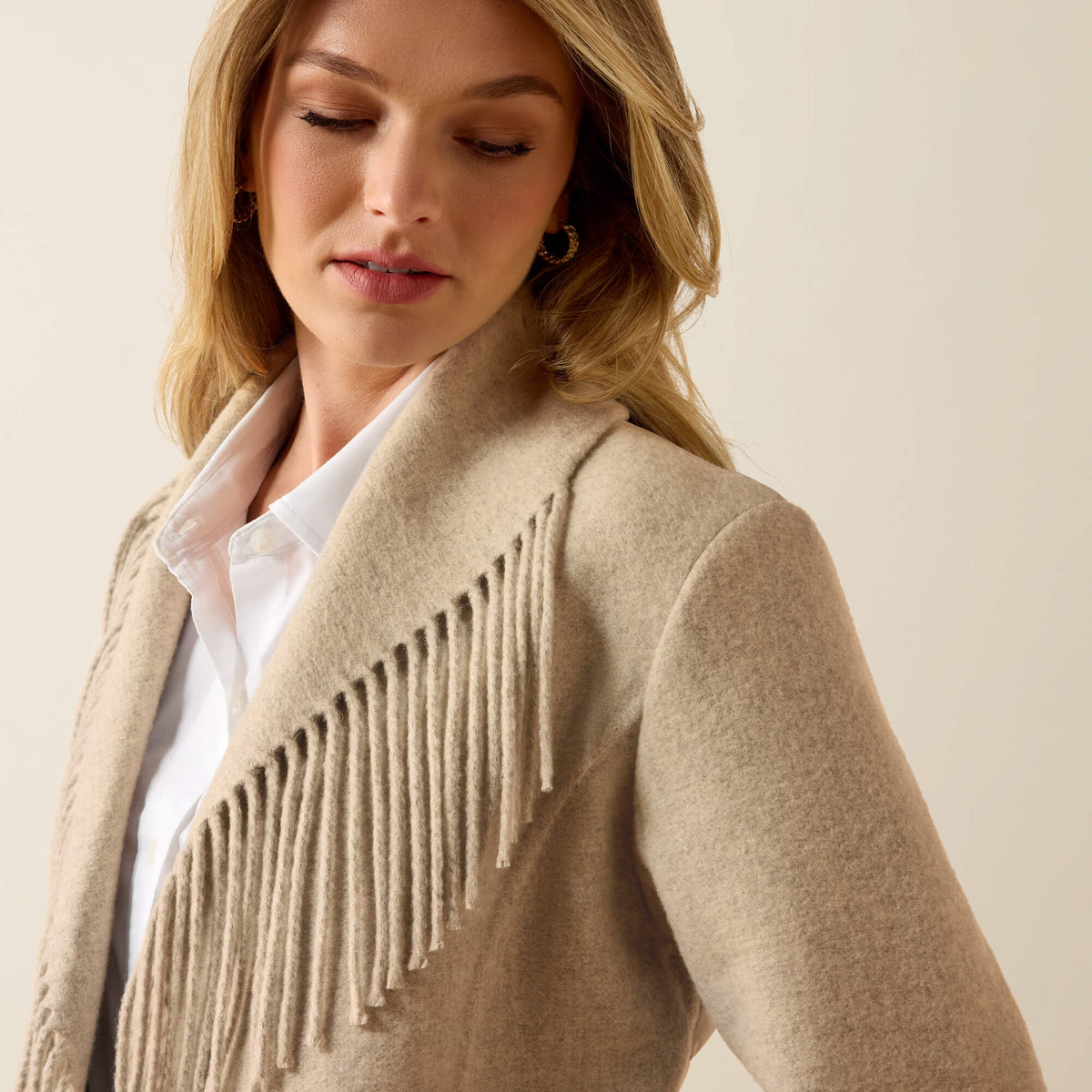 Ariat Sausalito Coat neutral heathered tone layering piece for ranch wear and rodeo
