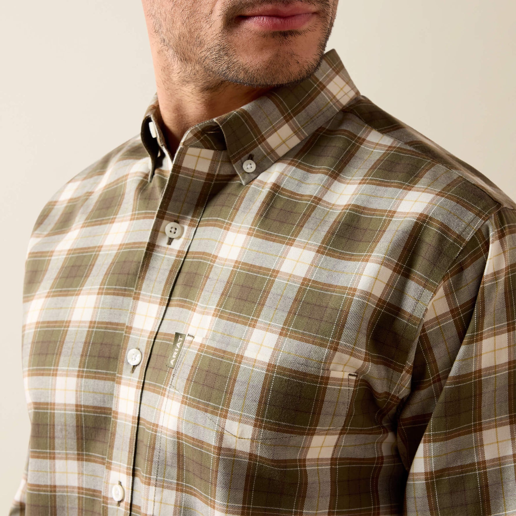 Mens western boutique Utah ranch style Ariat Mens Clement Shirt Earth Plaid SKU 10079223 Boltranchstore.com free shipping