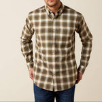 Mens western clothing Utah rodeo Ariat Mens Clement Shirt Earth Plaid SKU 10079223 Ariat Mens Clement Shirt Earth Plaid