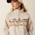 Womens western clothing Utah rodeo fashion Ariat Womens Running Wild Half Zip Sweatshirt Oatmeal Heather SKU 10079255 Boltranchstore.com free shipping