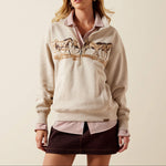 Womens western boutique Utah womens fashion Ariat Womens Running Wild Half Zip Sweatshirt Oatmeal Heather SKU 10079255 Ariat Womens Running Wild Half Zip Sweatshirt 