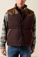 Ariat Mens Western Quilted Vest 10079280 in mole brown sold near me at Bolt Ranch Store in Kamas Utah online free shipping