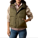 Ariat Frontier Puffer Vest Ivy Green Chicory Coffee ivy green water repellent polyester with down alternative insulation womens western boutique Utah SKU 10079321