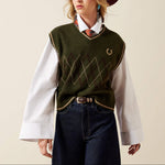 Ariat Wichita Sweater Vest ivy green sleeveless applique knit vest womens western boutique Utah SKU 10079324