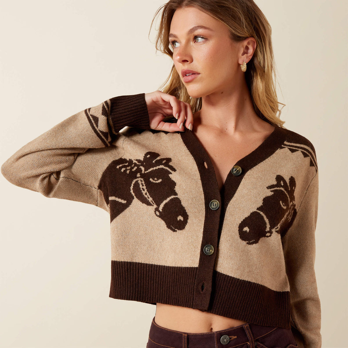Ariat Colter Cardigan wool blend knit in warm earth tones for Park City western styling