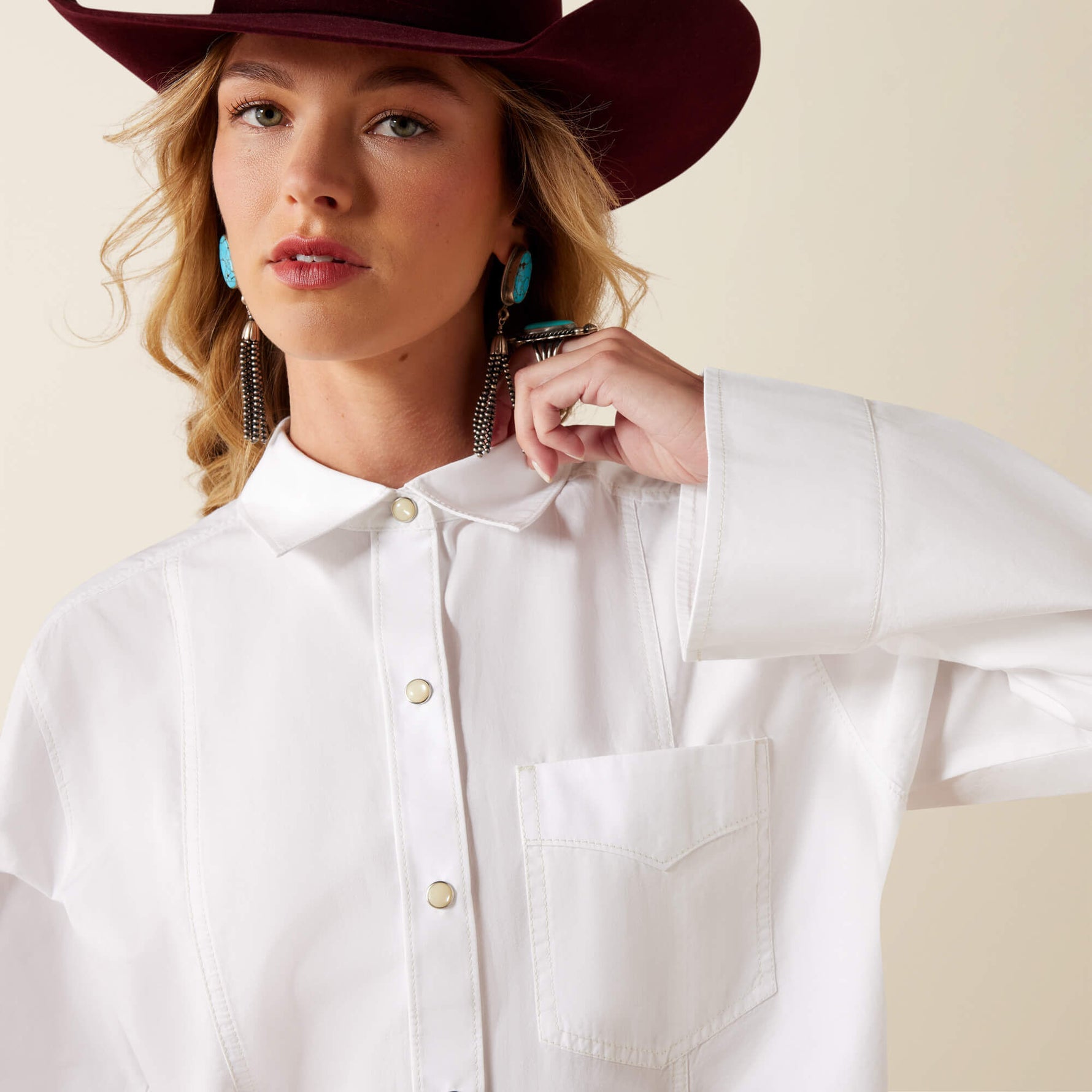 Womens western clothing Utah rodeo fashion Ariat Womens Cassidy Top White SKU 10079427 Boltranchstore.com free shipping
