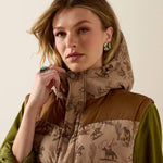 Ariat Frontier Puffer Vest Retro Rodeo Dachshund layered over denim and boots for ranch wear and everyday western fashion