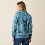 Western clothing womens fashion Utah boutique Ariat Womens Painted Half Zip Sweatshirt Retro Rodeo SKU 10079452 Boltranchstore.com free shipping