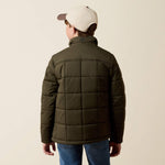 Ariat Boys Crius Insulated Jacket Forest Night box quilted panels across the body with straight hem and long sleeves boys ranch wear