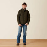 Ariat Boys Crius Insulated Jacket Forest Night trim hip length silhouette that layers over a shirt for kids western boutique style
