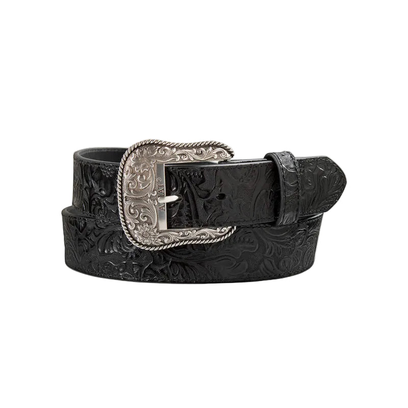 Ariat Ladies Belt Floral Embossed Black 10079969 womens western black belt ariat western fashion cowgirl belt Boltranchstore.com free shipping