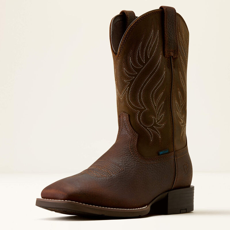 Ariat Sport Riggs H2O Wide Square Toe Western Boot Copper Kettle in an embroidered shaft mens cowboy boot