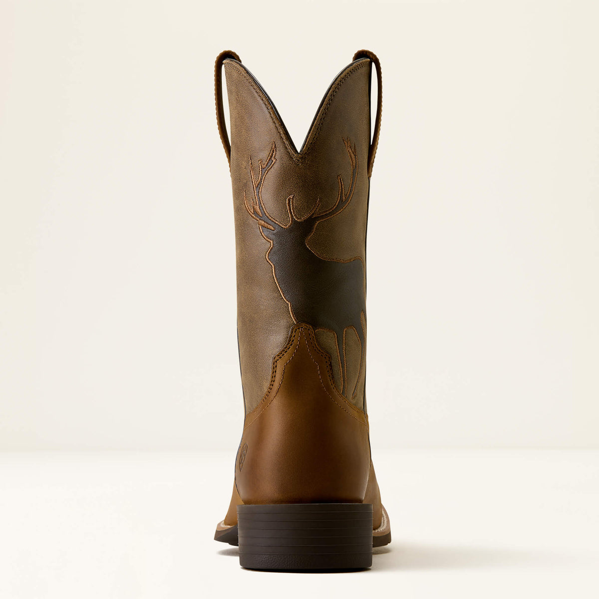 Ariat Mens Sport Trail Cam Wide Square Toe Cowboy Boot 1.5 inch horseman heel beneath the brown leather counter Kamas