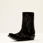  black suede western-style ankle boot with pointed toes and decorative metallic studs SKU 10080356 Ariat Womens Siren Western Boot