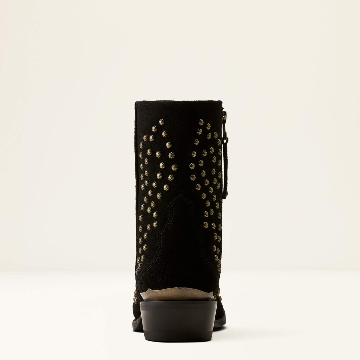 Ariat Siren X Toe Western Boot Black Suede studded heel counter and stacked dress heel womens western clothing