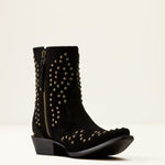 Ariat Siren X Toe Western Boot Black Suede inside zip for easy entry cowgirl boot Park City