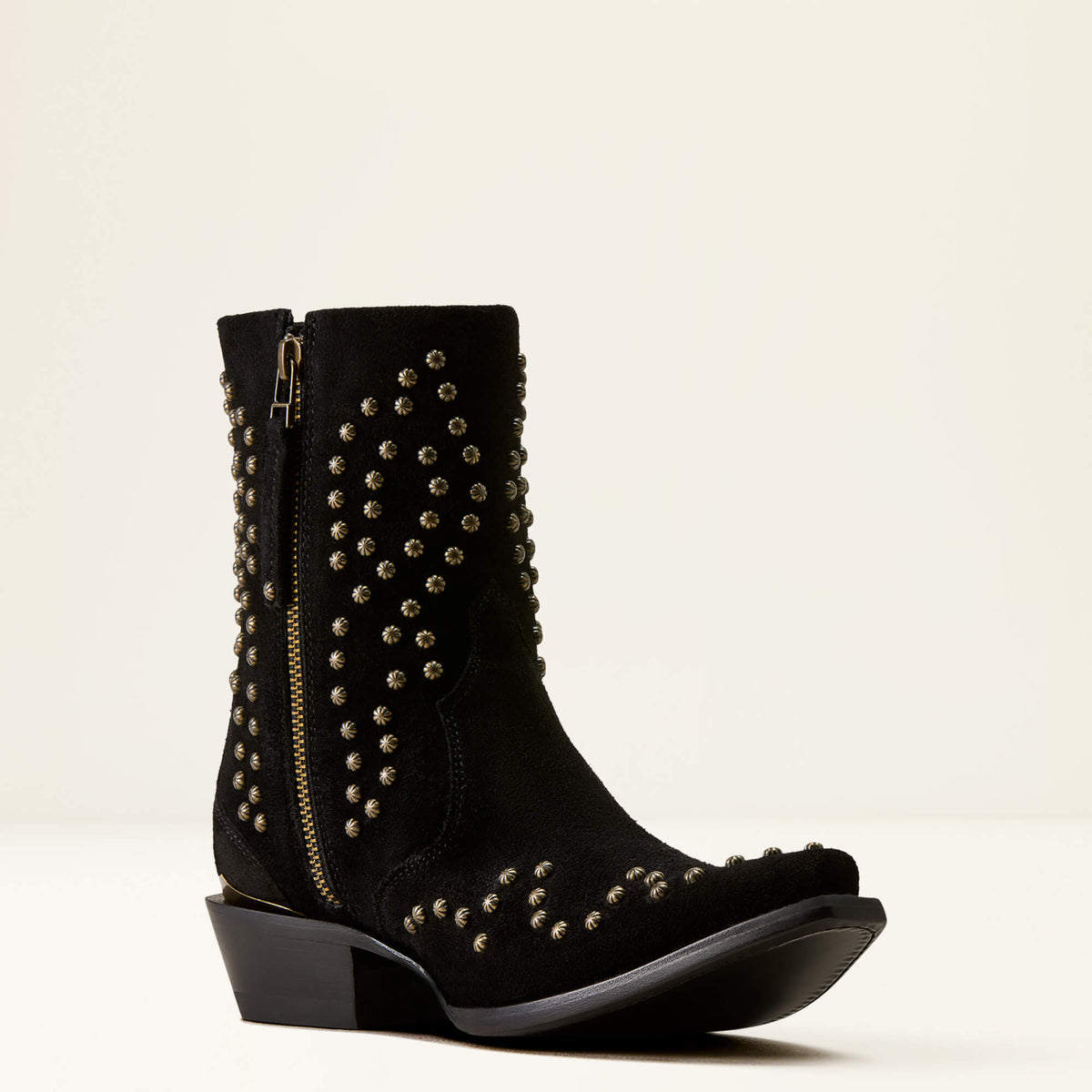 Ariat Siren X Toe Western Boot Black Suede inside zip for easy entry cowgirl boot Park City