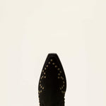 Ariat Siren X Toe Western Boot Black Suede allover stud detailing across the toe and vamp rodeo style