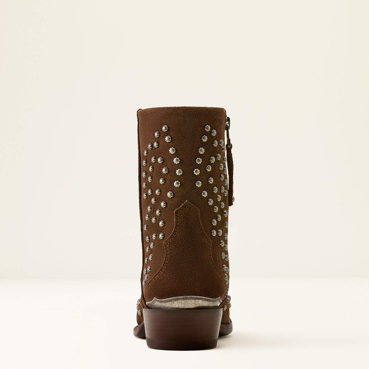 Ariat Siren X Toe Western Boot Walnut Suede studded heel counter and stacked dress heel womens western clothing