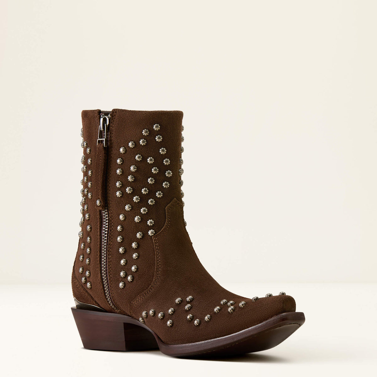 Ariat Siren X Toe Western Boot Walnut Suede inside zip for easy entry cowgirl boot Park City