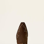 Ariat Siren X Toe Western Boot Walnut Suede allover stud detailing across the toe and vamp rodeo style